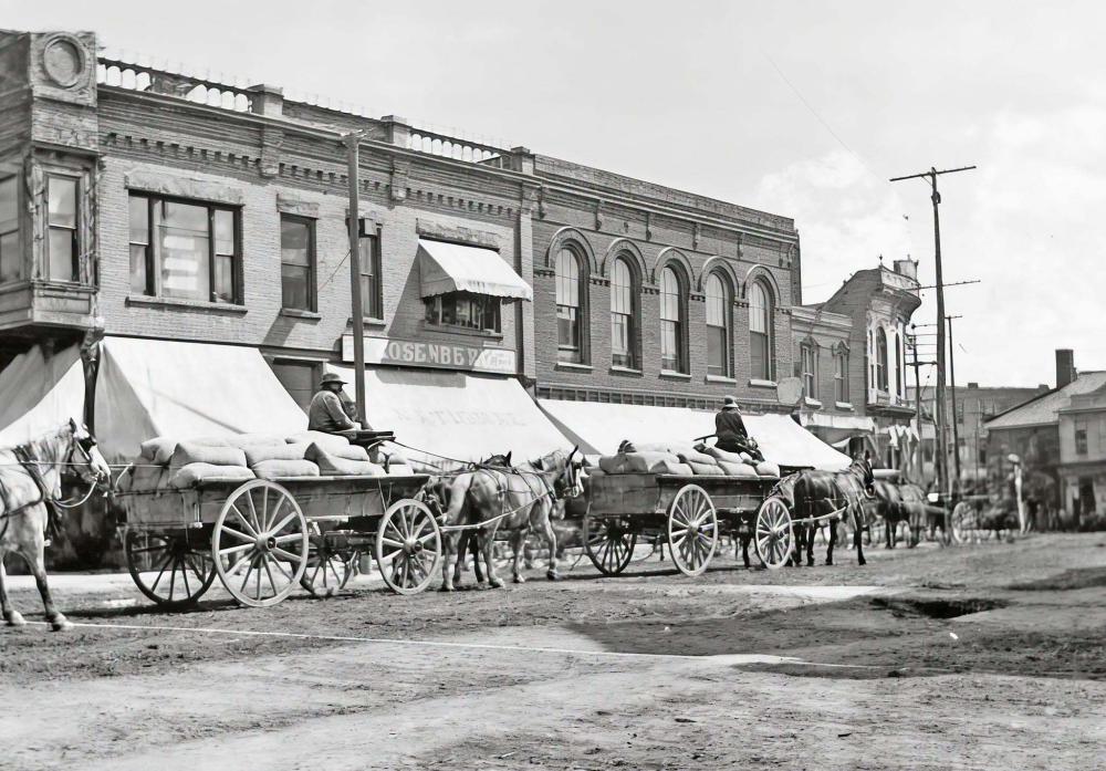 Wagons in town